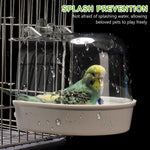 Qpets Bird Bathing Box for Cages with Screw-Fixed Attachment and Transparent Roof 14×14×13cm