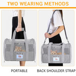 Qpets Cat Carrier for Travel with Dual Access Mesh Ventilation 43x30x28cm | Oxford Cloth 2 PCS