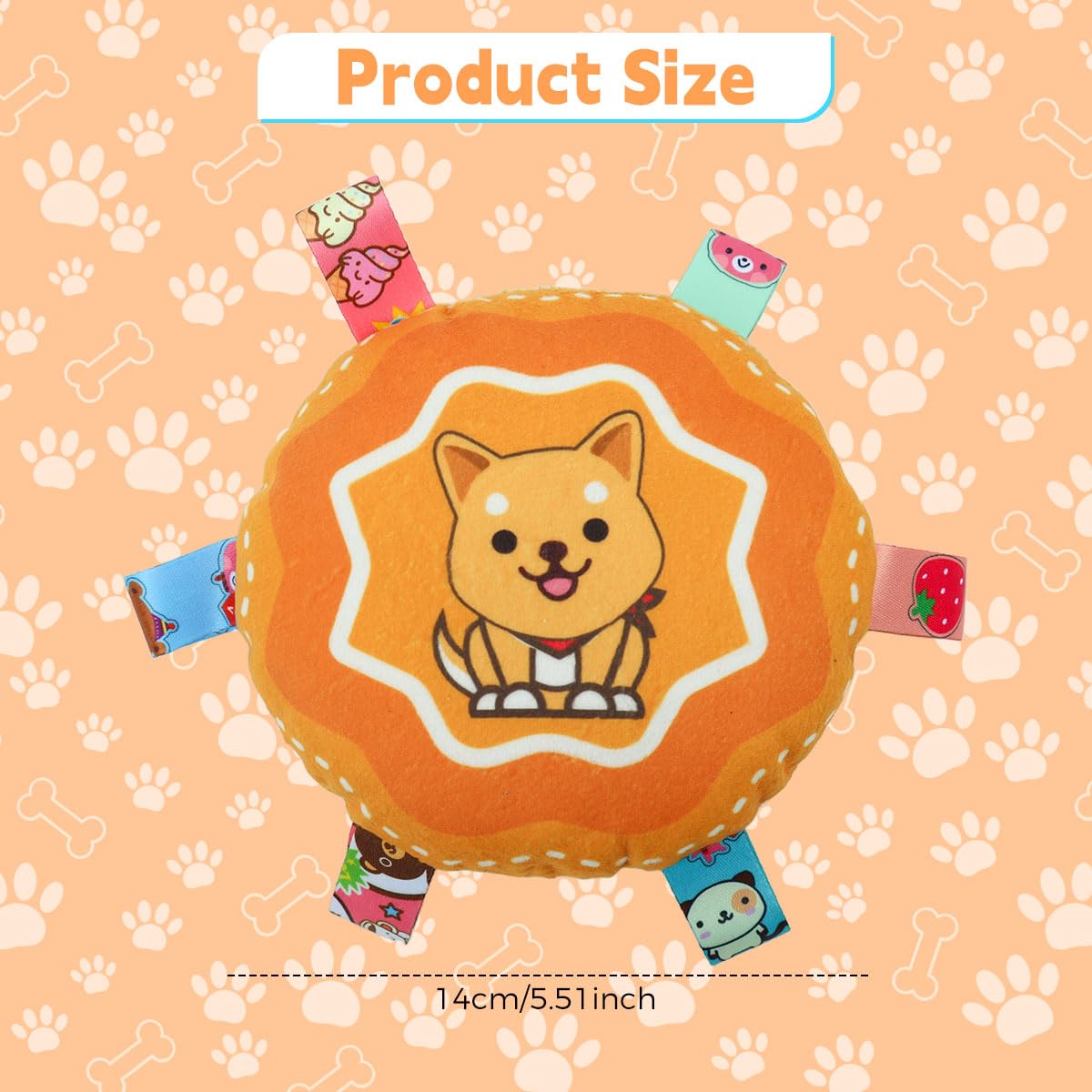 Qpets Dog Toy 6.3 in Round Rattle Toy with Squeaky Sound and Soft Plush for Cats and Dogs