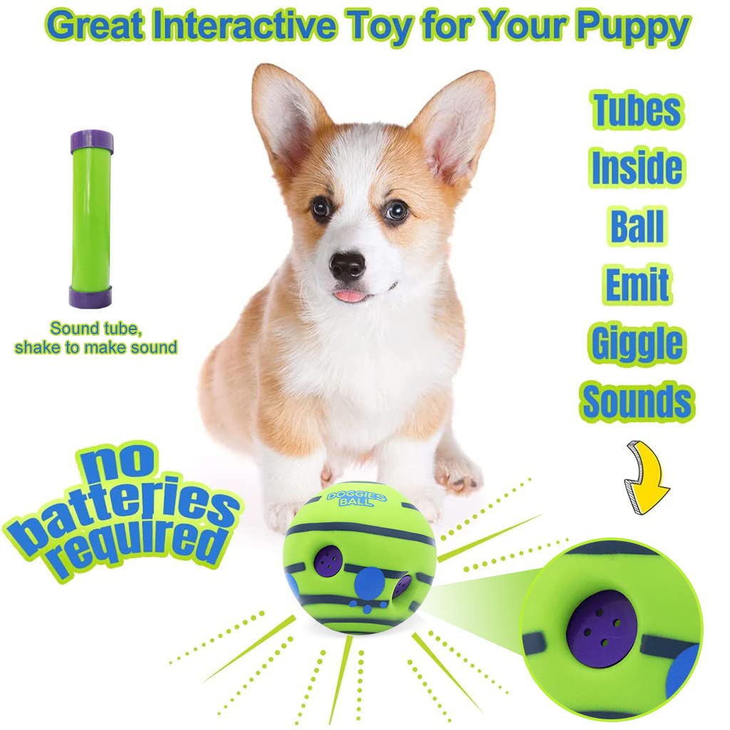 Qpets Dog Toy Ball for Interactive Play featuring 14cm Size and 3 Sound Tubes | Eco PVC Chew Toy for Medium and Large Dogs