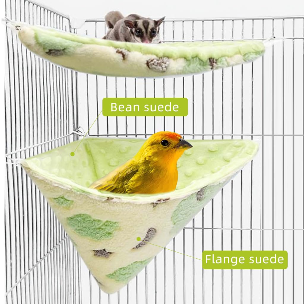 Qpets Hamster Hammock Set with Double Sided Plush Cone Pocket for Small Pets | All Season Cage Bed