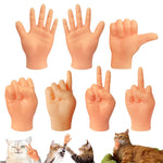 Qpets Mini Hands for Cats with 7 Unique Styles featuring Soft Elastic TPR Material | Fun Gift for Cat Owners