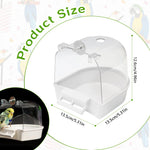 Qpets Bird Bathing Box for Cages with Screw-Fixed Attachment and Transparent Roof 14×14×13cm