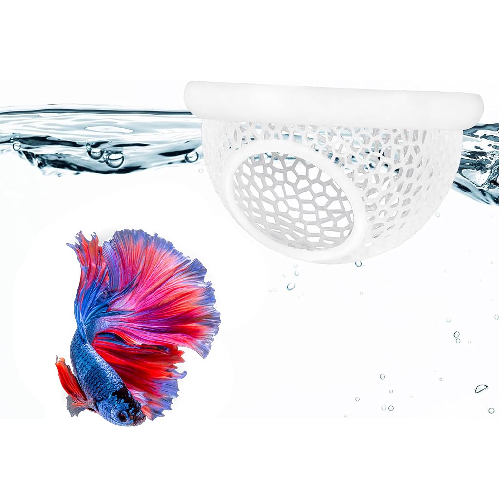 Qpets Floating Betta Fish Rest Dome with 3.9 in Hammered Cutout Design | Safe Tank Shelter