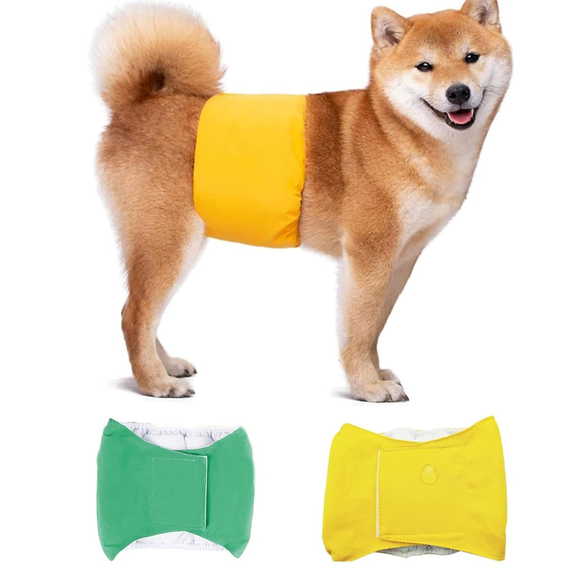 2 Pcs Reusable Dog Diapers Male, Pet Waterproof Breathable Dog Diaper Dog Absorbption Cotton Pad Comfort Doggy Diapers for Dog, Puppy(M, Recommended Waist 16''-20'')