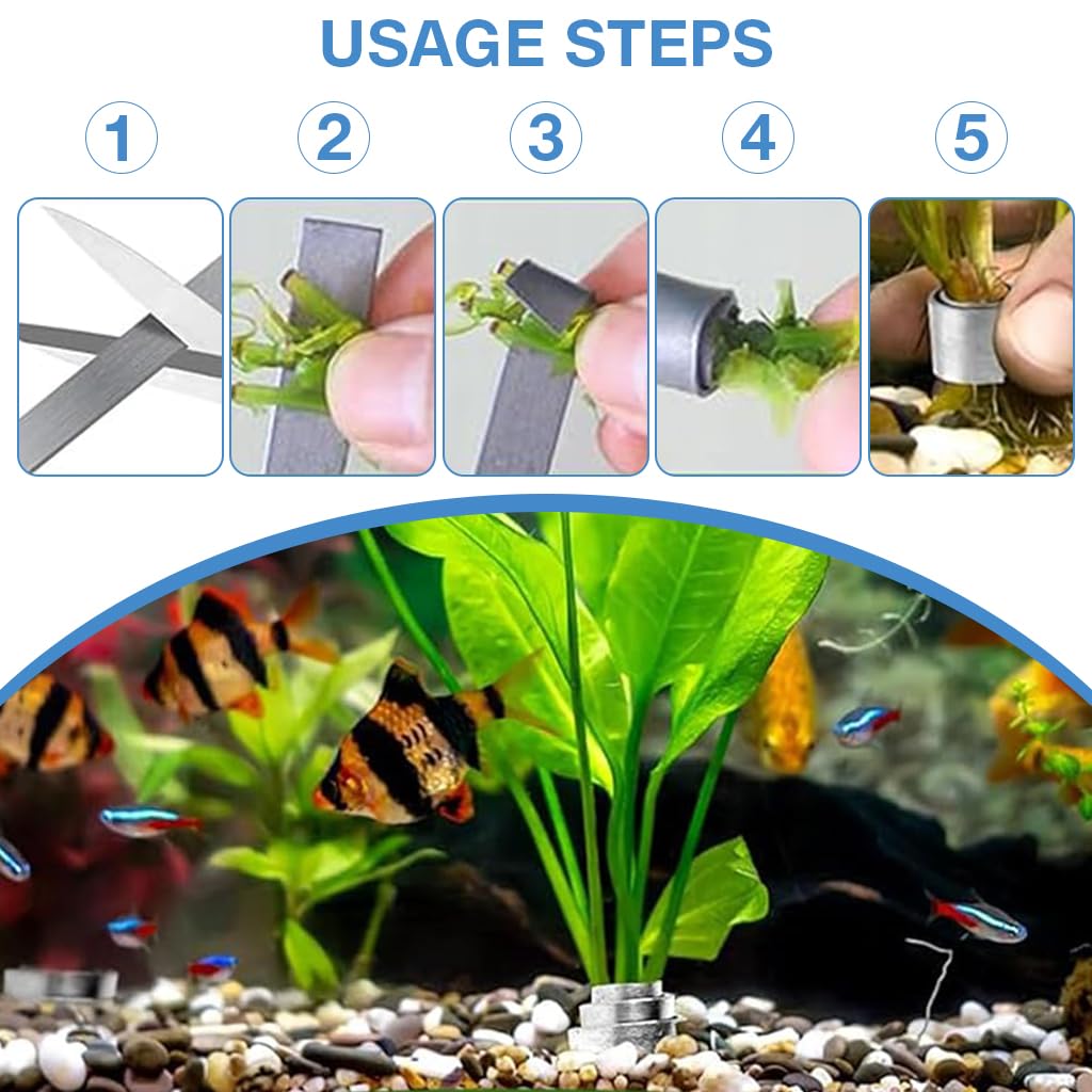 Qpets Aquarium Lead Strip for Anchoring Plants with Bendable Dense Design 16 Pcs 110mm x 10mm
