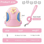 Qpets Cat Vest Harness for Outdoor Walking with 1.5m Leash and 360 Swivel Hook | M Size 35–40cm