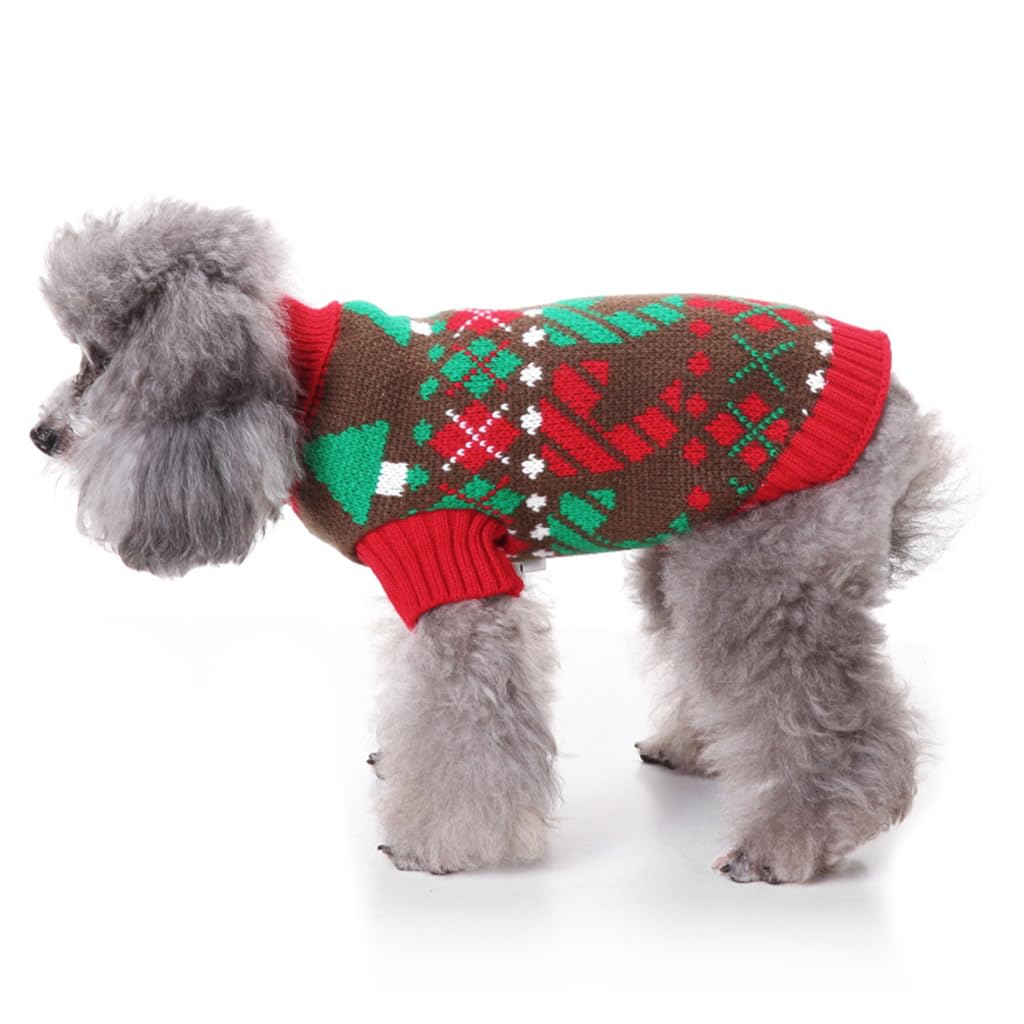 Winter Clothes for Dog Knitted Crocheting Sweater for Small Dogs Print Sweater Christmas Suit for Small Dogs Christmas Sweater for Dogs Gift for Dogs (Red, Size: L)