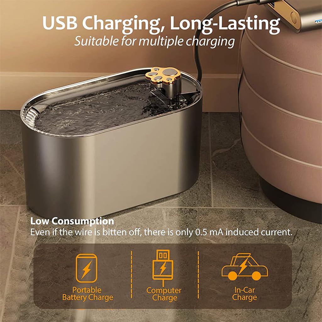 Qpets Cat Water Fountain with Triple Filtration and LED Indicator | 3L USB Ultra Quiet Dispenser
