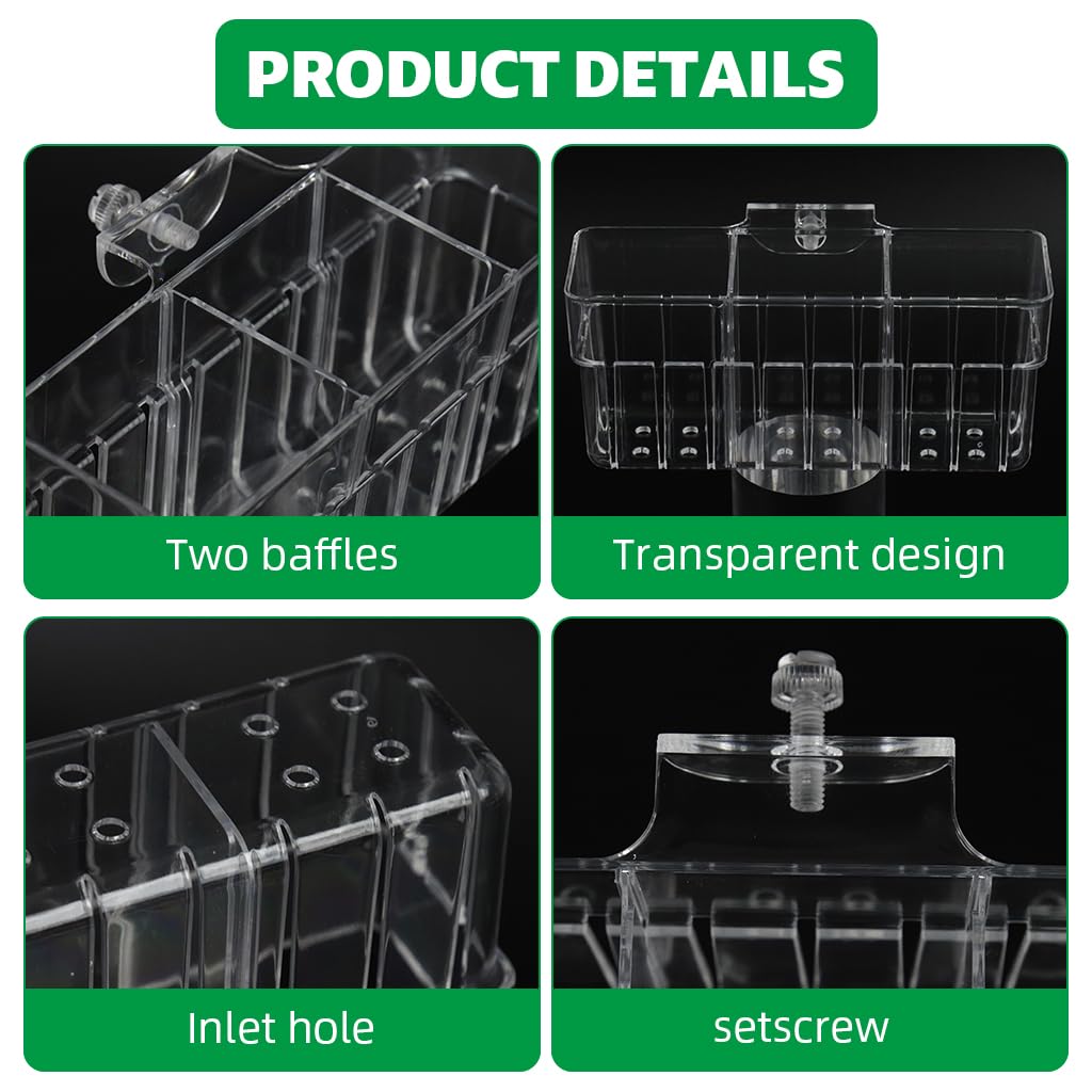 Qpets Aquarium Plant Basket for Fish Tank with 3 Compartments and Screw-Fixed Acrylic Design