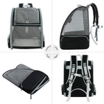 Qpets® Breathable Design Cat Bag Carrier Backpack for Hot Weather Expandable Dogs Cage Pet Travel Case for Small Pets Grey 2PCS