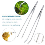 Qpets Aquarium Aquascaping Tools Kit for Plant Care with Anti Slip Clip End and 10.6 in Tweezers | Stainless Steel Set