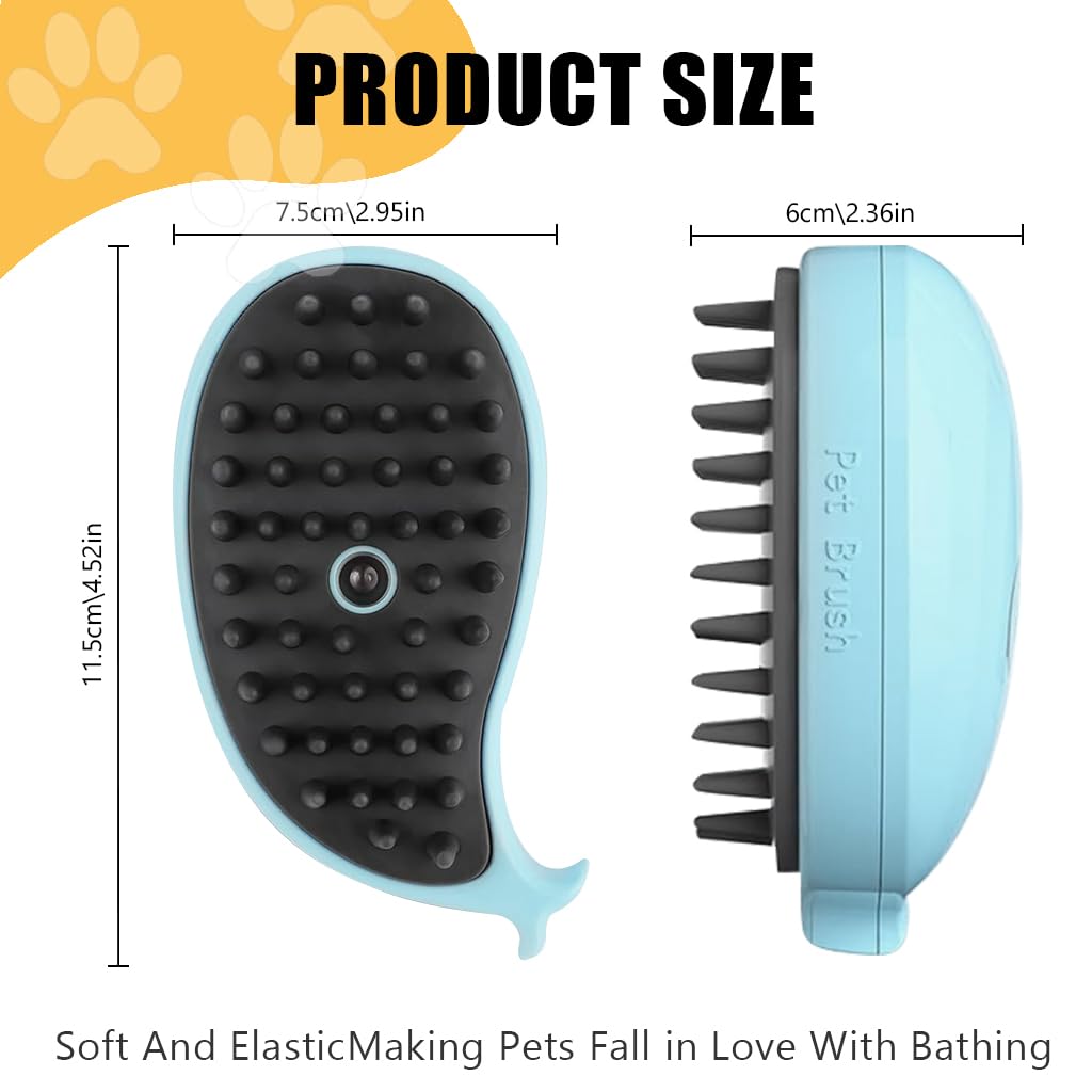 Qpets Cat Comb for Cats and Dogs with Steam Massage and Shampoo Infuser | 2 Pack Grooming Brush