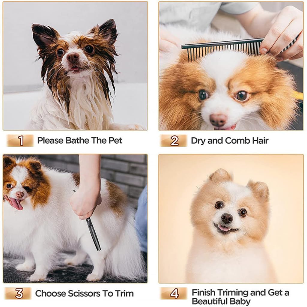 Qpets Dog Grooming Kit 5 Pack for Home Pet Care with 6in Stainless Scissors & Ergonomic Design