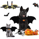 Qpets Bat Wing Costume for Cats and Puppies with Adjustable Hoop Loop | 42cm Black Felt Wings for Halloween Party