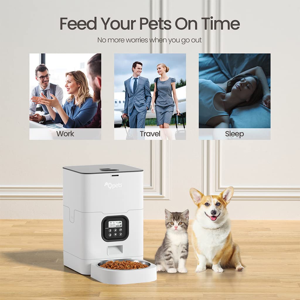 Qpets Automatic Dog Feeder 6L Pet Food Dispenser with Voice Recording & Dual Power | Easy Feeding for Cats and Dogs