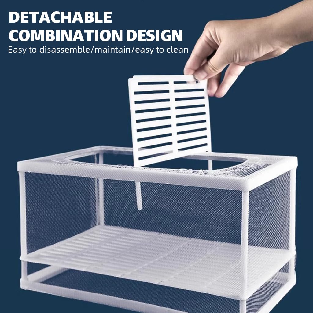 Qpets Aquarium Fish Breeding Box for Fry Protection with Suction Cups and Nylon Mesh 16x15x15.5cm 2PCS