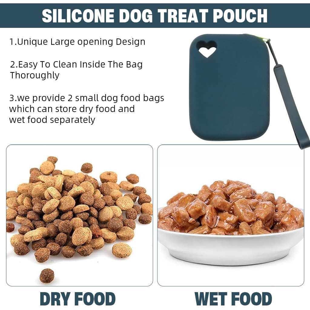 Qpets Pet Treat Pouch Portable Silicone Snack Pack for Dog Training and Outdoor Use