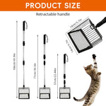 Qpets Cat Litter Shovel for Indoor or Poultry Use with 22–41.9 in Retractable Handle | 5.7 in Metal Slotted Scoop