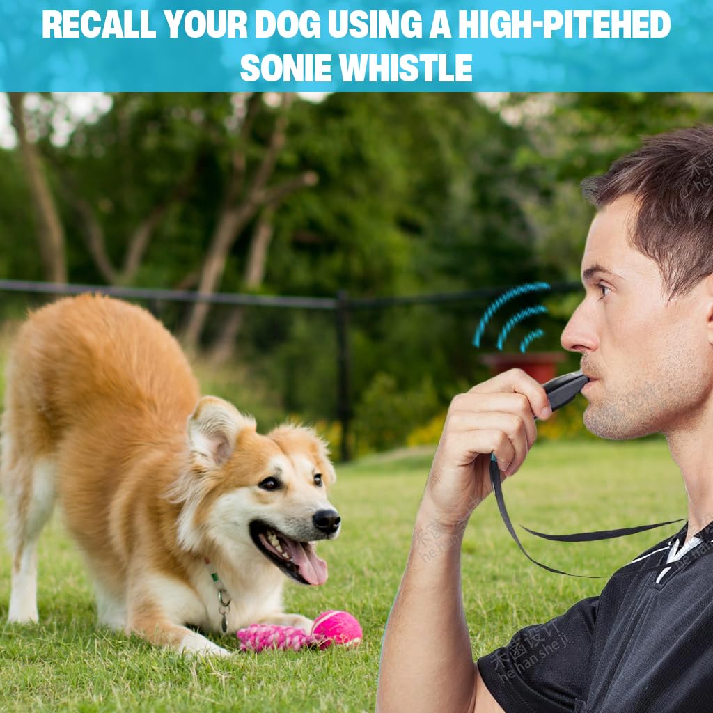 Qpets Dog Clicker for Training with High Frequency Whistle and Heart Button | 2 Pack Blue Black
