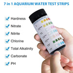 50pcs Water PH Testing Strips,7 in 1 Water Qulity Test Strips Aquarium Test Strips Freshwater Saltwater Aquarium Water Test Kit for PH Nitrite Nitrate Chlorine Carbonate Hardness