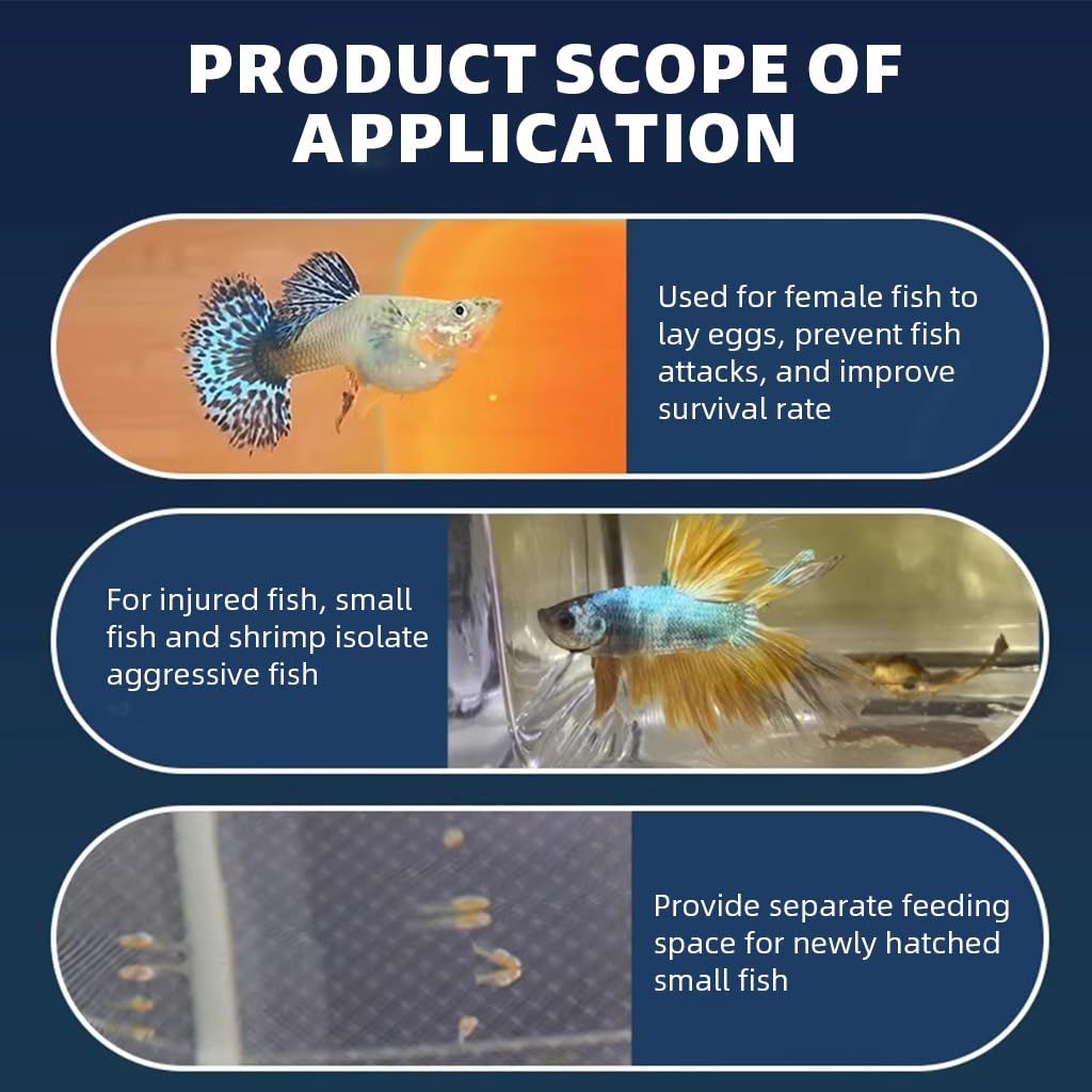 Qpets Aquarium Fish Breeding Box for Fry Protection with Suction Cups and Nylon Mesh 16x15x15.5cm 2PCS