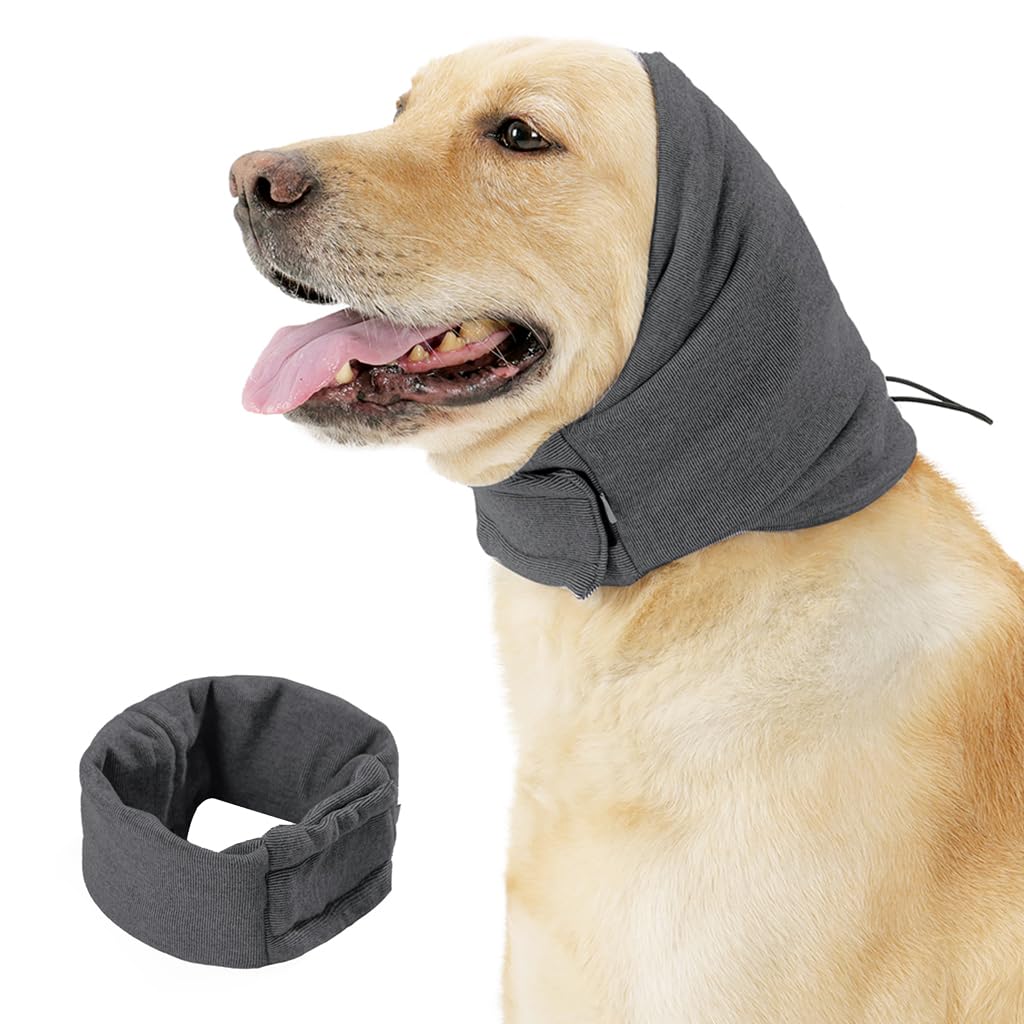 Qpets Dog Ear Muffs for Calming and Ear Protection with Adjustable Fit 35–48 cm | Cotton Head Cover