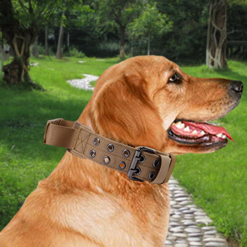 Dog Collar Nylon Tactical Dog Collar with D Ring & Handle Adjustable Dog Collar with Reflective Safety Strip Dog Training Collar for Medium Large Dogs(XL, 20''-25.5'')