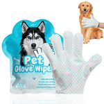 Qpets® Pet Cleaning Gloves Wipes, Wet & Dry Grooming Mitts for Dogs & Cats - Non-Woven Hair Removal Gloves for Muddy Paws, Quick Bath & Travel Cleaning, Absorbent Pet Wipe Mitts