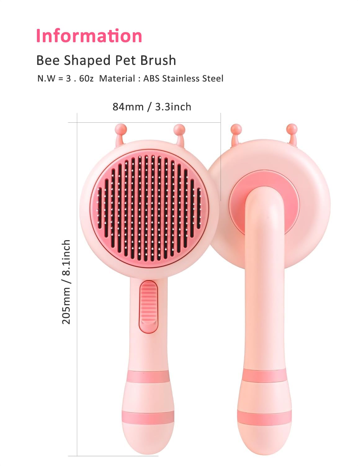 Hair Brush for Dog and Cat, Dog Brush for Hair, Cat Comb, Dog Hair Brush, Dog Comb, Cat Brush for Hair Grooming, Self-Cleaning Brush for Removes, Short or Long Haired Cats