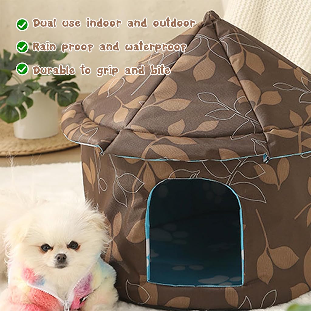 Qpets Pet Hut House for Indoor and Outdoor Use with Detachable Roof and 45x41 cm Space | Waterproof Oxford Cloth for Cats and Dogs