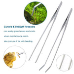 Qpets® 15PCS Aquarium Aquascaping Tools Kits Long Stainless Steel Plant Tool Tweezers Scissors Spatula Set Bonsai Kit Algae Scrapers Cleaning for Fish Tank
