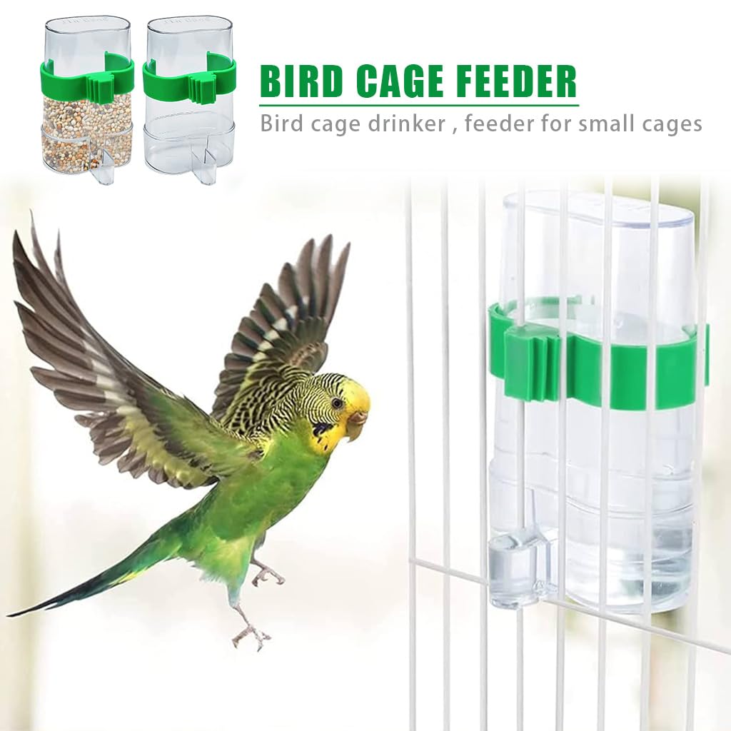 Qpets Bird Feeder for Cage with 220 ml Capacity and External Hanging Design | Transparent PVC Feeder for Parakeets and Finches