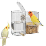 Qpets® 2-in-1 Bird Feeder with 450ml Water Dispenser, Clear Food Grade Hanging Bird Food & Water Feeder for Cage, Automatic Seed & Drinker Container for Parrots, Budgies & Small Birds