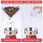Qpets Elevated Cat Dog Bowl with Non Slip Base and 10.5cm Height | Stainless Steel Feeder