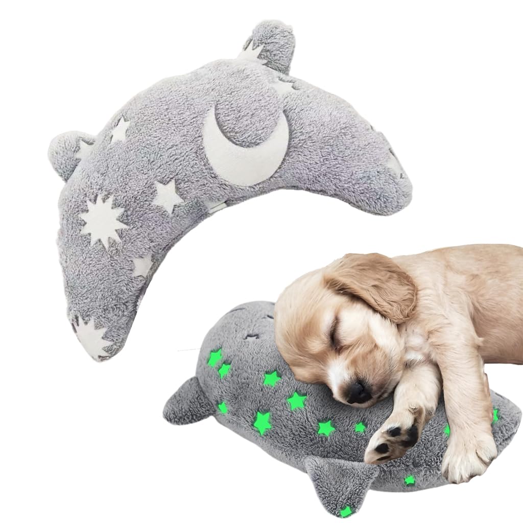 Qpets Pet Pillow for Cats and Small Dogs with Glow in the Dark Star Design 24x20cm | Soft Plush Cushion Featuring Head and Neck Support