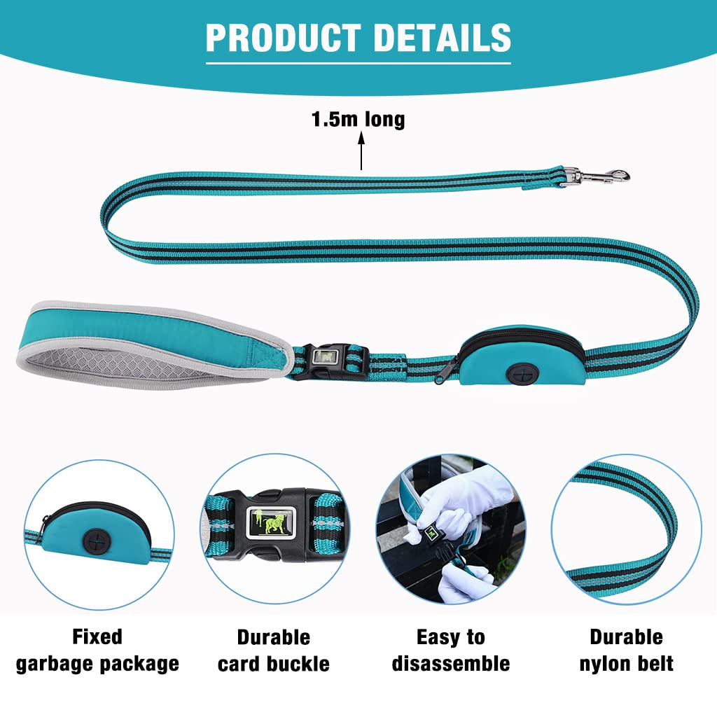 Qpets Dog Leash for Walking with 1.5m Nylon Rope and Quick Release Buckle | Padded Grip