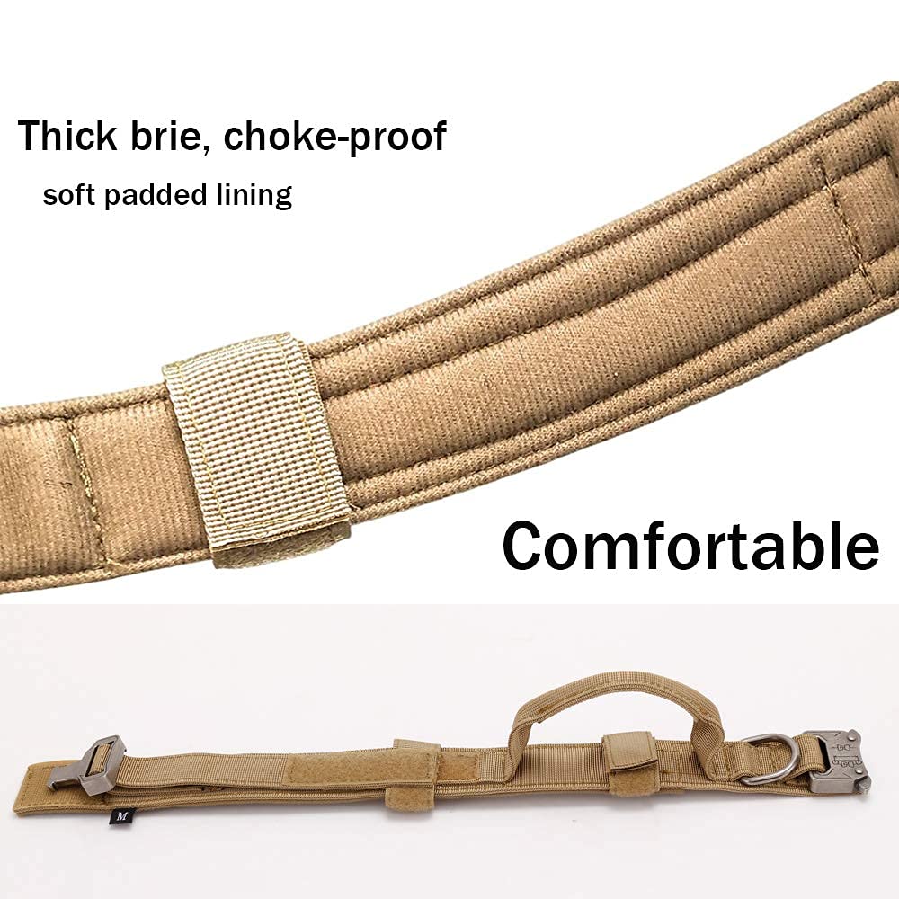 Qpets Dog Collar for Training with Quick Release Metal Buckle and Strap Handle | Adjustable Nylon 17–20.5 in for Small Medium Large Dogs