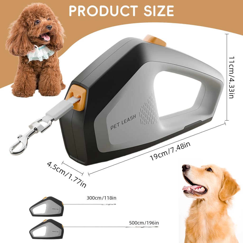 Qpets Retractable Dog Leash with 16.4 ft Tape and 360° Swivel Clasp | Comfort Silicone Handle