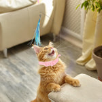 Qpets Cat Teaser Toy for Self Entertainment with Swivel Steel Wire and 5 Feather Charms