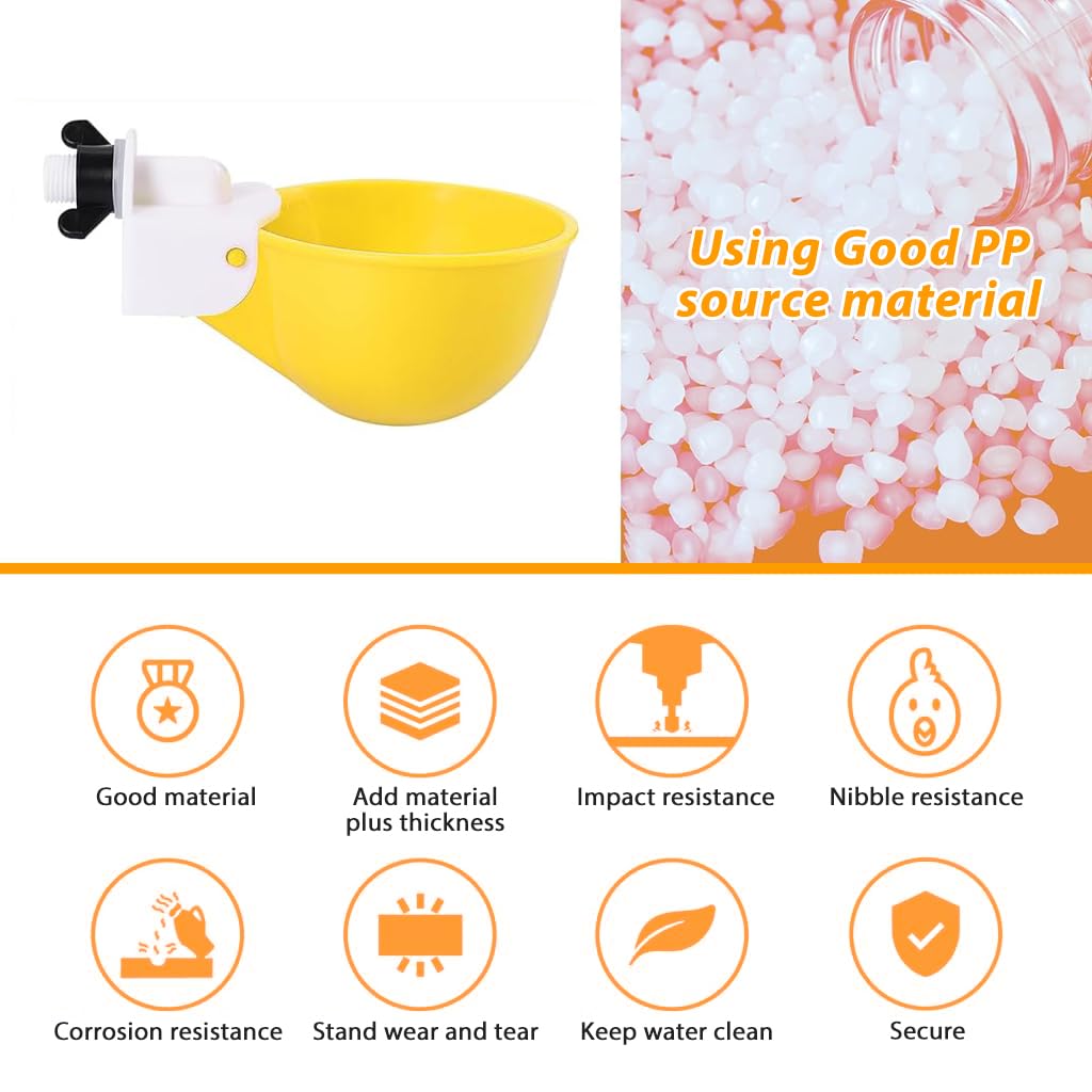 Qpets Chicken Water Cups for Poultry with Auto Refill System 3.35 in Bowls | Pack of 6