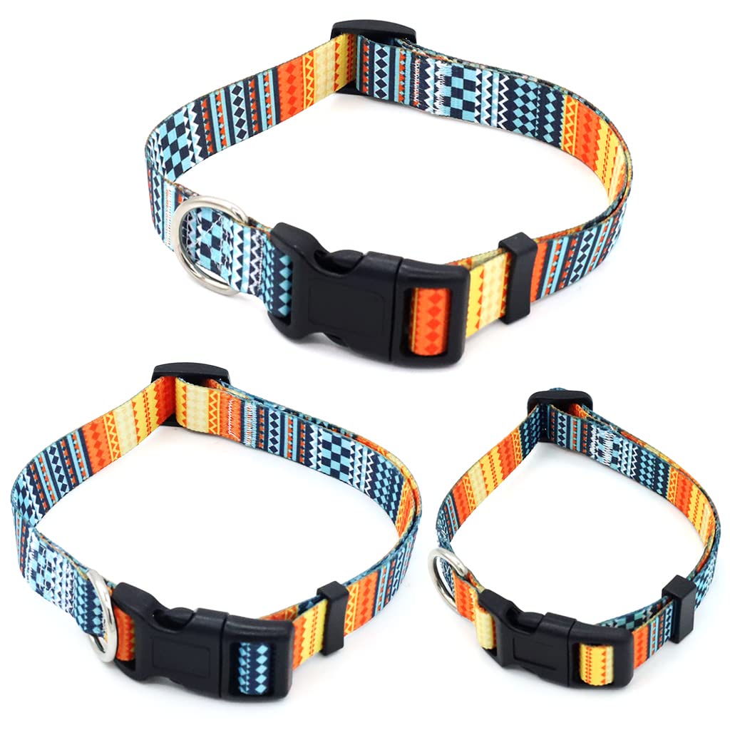 Qpets Dog Collar for Daily Use with Quick Release Buckle & D-Ring 40–60 cm | Nylon Bohemia Style