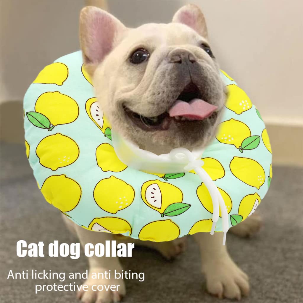 Cat Cone Collar Comfy & Soft Stuffed PP Cotton Adjustable Size Machine Washable, After Surgery for Anti-Licking Dog E Collar,Surgery Recovery Collar for Pet (M:16-29cm)