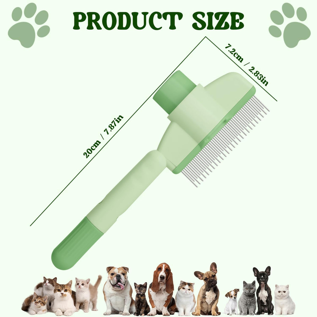 Qpets Dog Grooming Brush for Cats and Dogs with Self Cleaning Button and Steel Slicker Pins