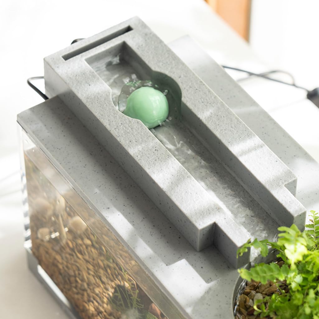 Qpets Small Fish Tank for Betta Fish with LED Light and Air Pump 31.5×13×16.5cm | USB Powered Hydroponics Pot for Home Office Decor