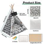 Qpets Cat House for Indoor Cats with 19.6×18.8×23.6 in Tent Frame and Pine Wood Poles | Black White