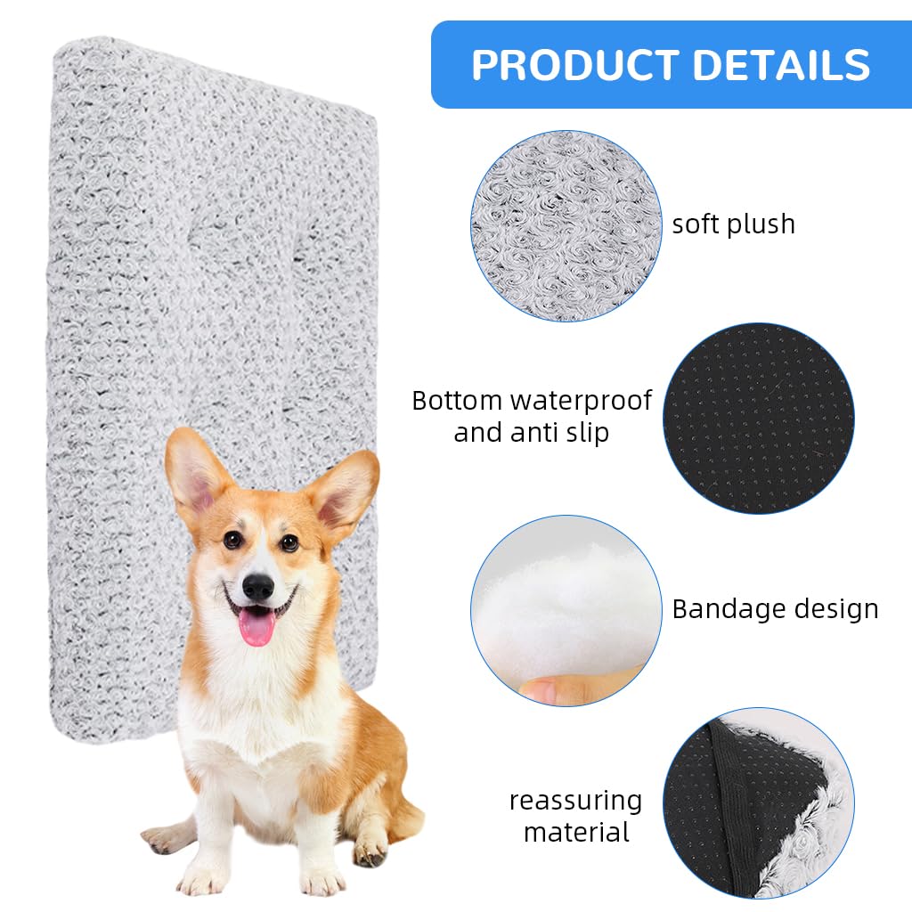 Qpets Dog Bed for Winter Comfort with Thermal Insulation and Waterproof Anti Slip Bottom | Plush Rose Pattern Mat Machine Washable