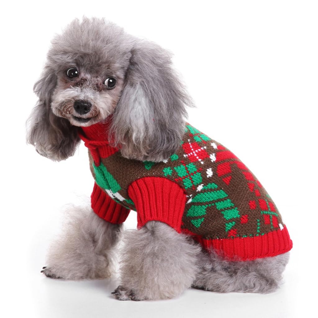 Winter Clothes for Dog Knitted Crocheting Sweater for Small Dogs Print Sweater Christmas Suit for Small Dogs Christmas Sweater for Dogs Gift for Dogs (Red, Size: L)