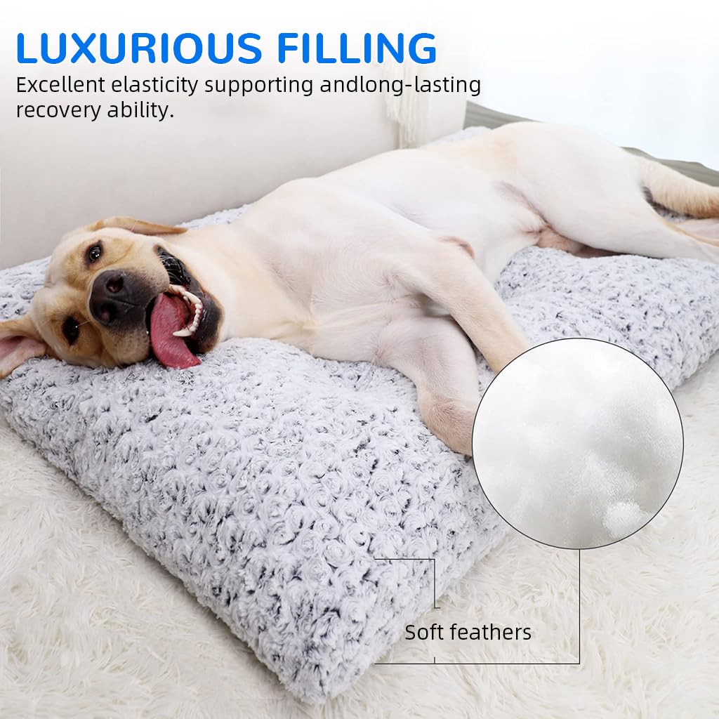 Qpets Dog Bed for Winter Comfort with Thermal Insulation and Waterproof Anti Slip Bottom | 2XL Plush Rose Pattern Mat