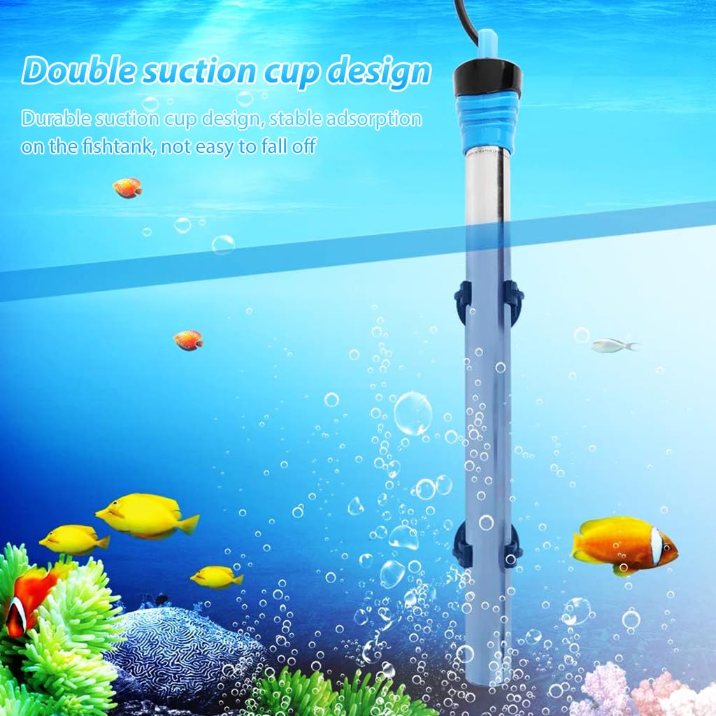 300W Aquarium Fish Tank Heater 12.5 Inhces Stainless Aquarium Fish Tank Heater 18-34 Degree Adjustable Safety Under Water Aquarium Heater for Fresh Water Fish Tank